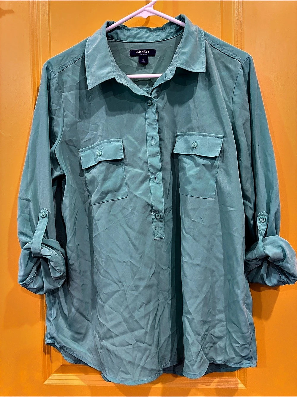 Old Navy Button-Down Utility Shirt Green Large